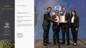  Quantity Solutions awarded Highly Commended — Quantity Surveying Team of the Year 2024 by RICS Southeast Asia