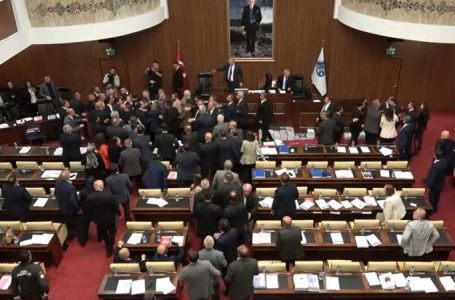 CAUGHT ON CAMERA: Turkish leaders brawl at council meeting over the cost of Republic Day